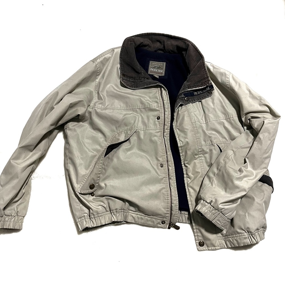 Vintage Waterproof Coat Corduroy Collar Mens Large